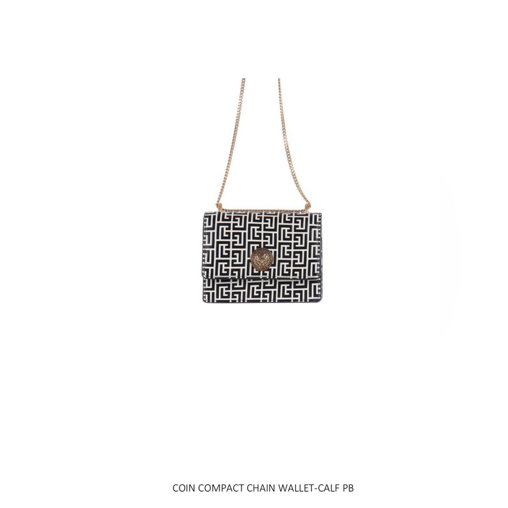 Now! BALMAIN BRAND NEW! Coin Compact Wallet. Iconic labyrinth print. From Paris